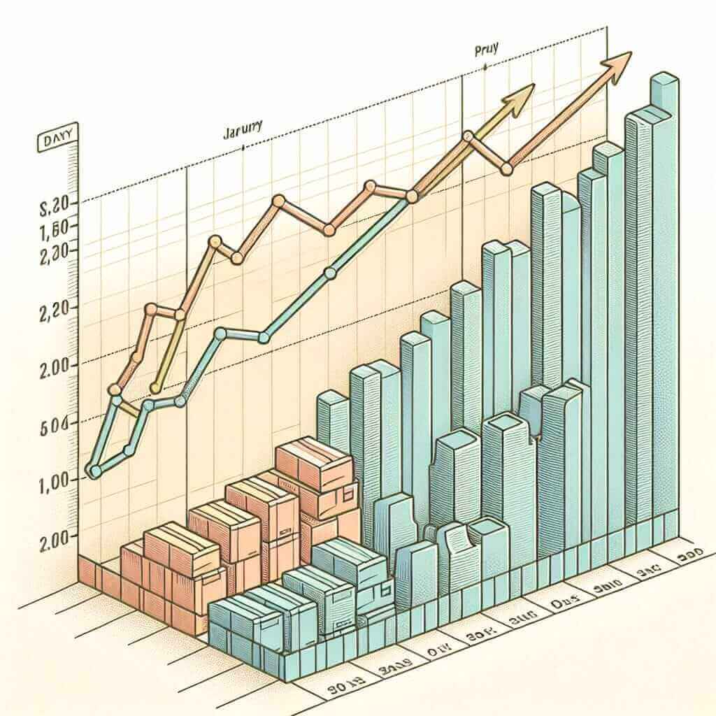 Line Graph of Sales for Two Products over a Year