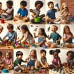 Children playing different games together