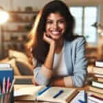 confident student studying