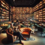 Cozy cafe reading nook