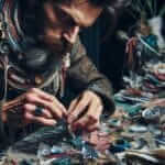 John crafting a unique art project