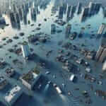 Flooded City Aerial View