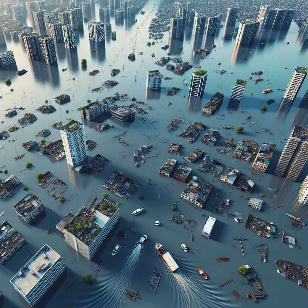 Flooded City Aerial View