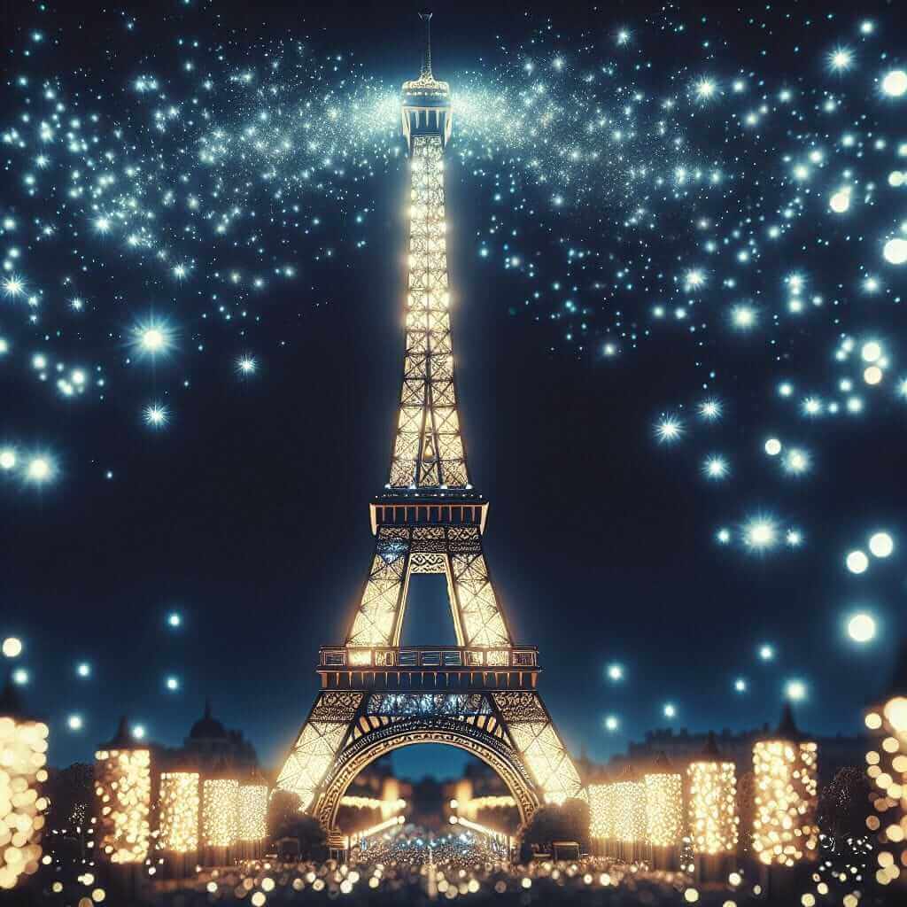 Paris Eiffel Tower at Night