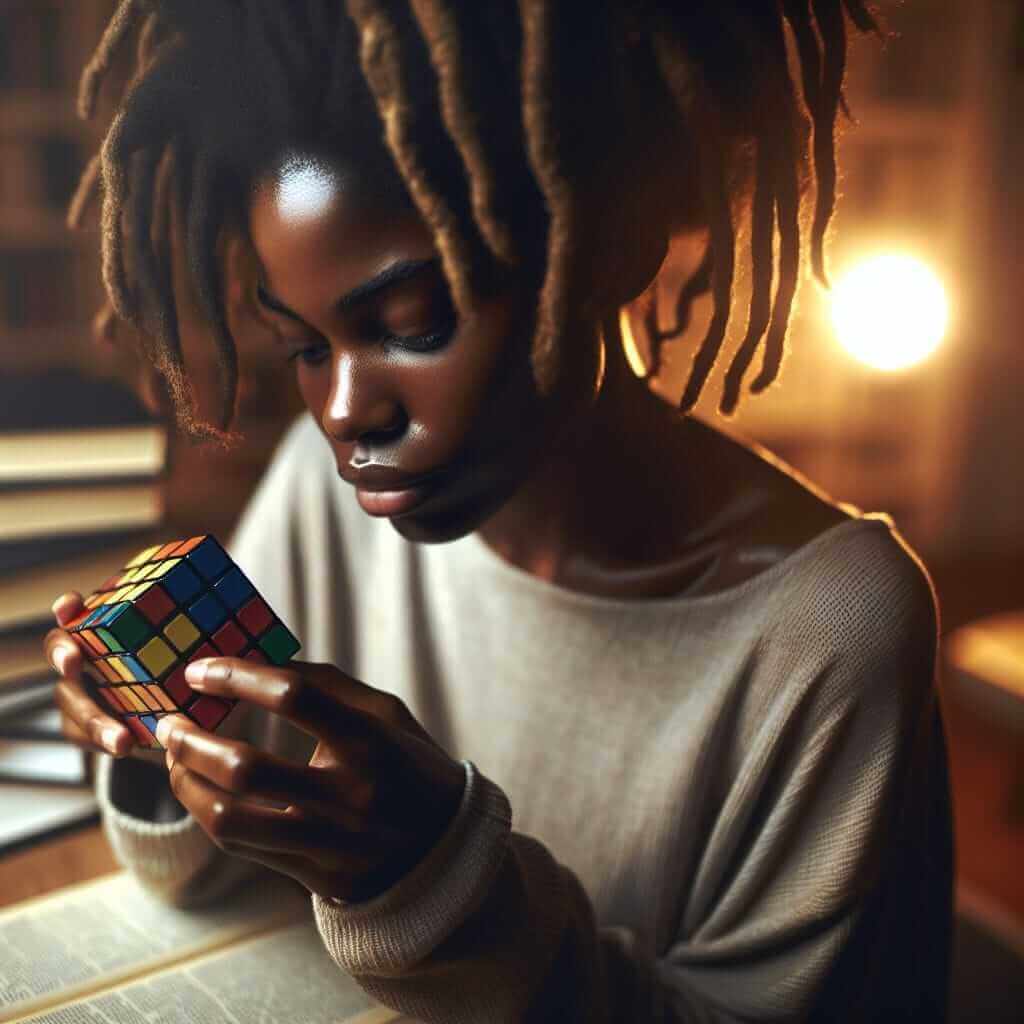 Person Solving a Puzzle