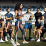 Coach guiding athletes