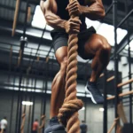 Rope climbing technique demonstration