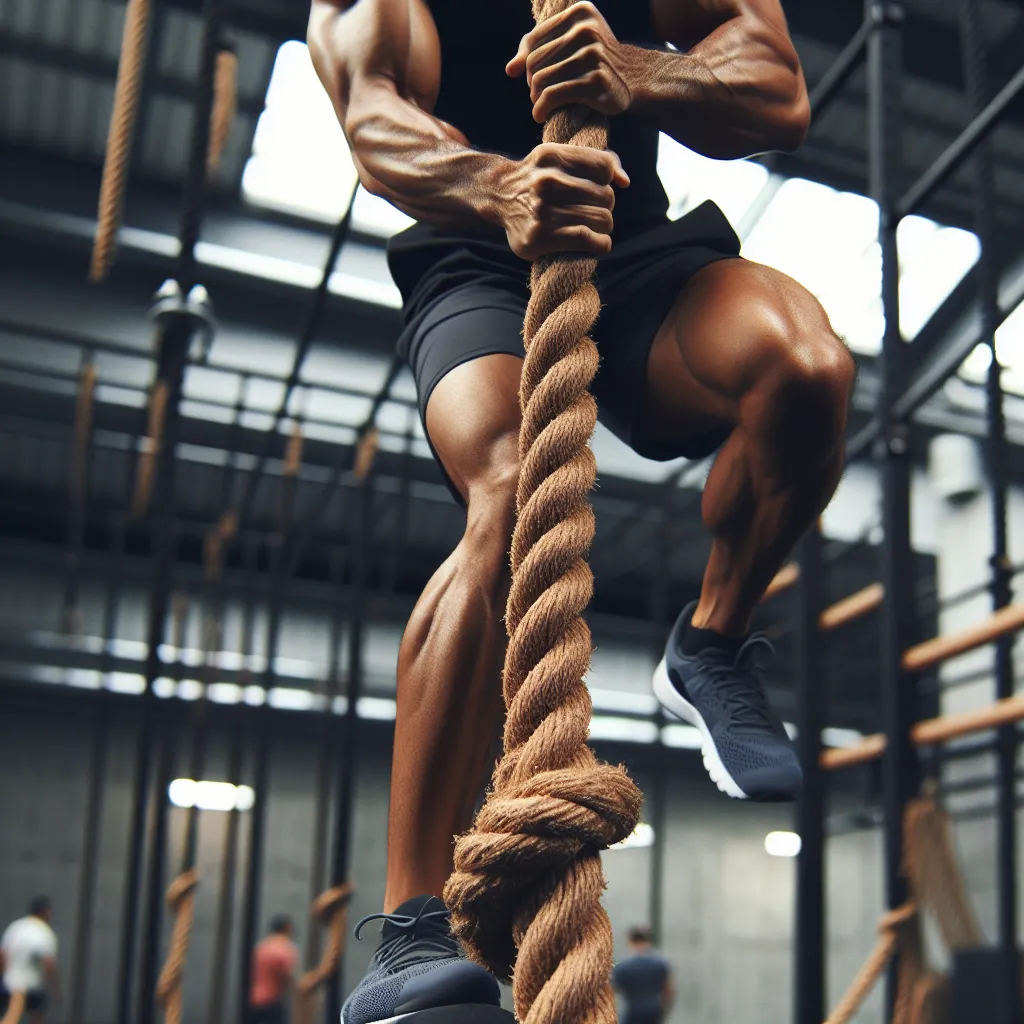 Rope climbing technique demonstration