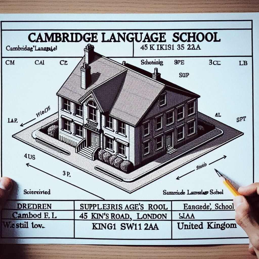 Example of a school address written correctly