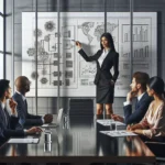 Skilled professional leading team meeting
