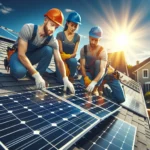 Solar panel installation on a residential roof