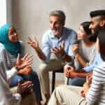 A person engaging in storytelling