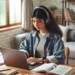 Student studying online