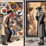 Person appreciating modern art vs traditional art