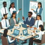 Team discussing ideas at a meeting