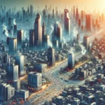 Urban air pollution in a bustling city