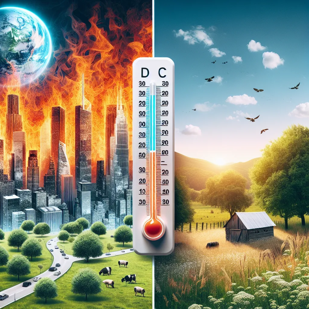 Urban heat island effect illustration