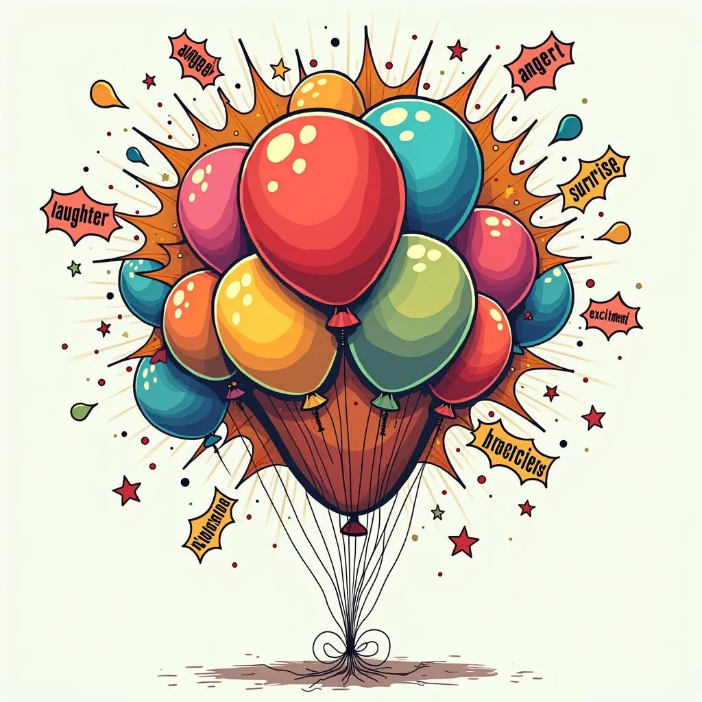 Balloon bursting with emotions metaphor