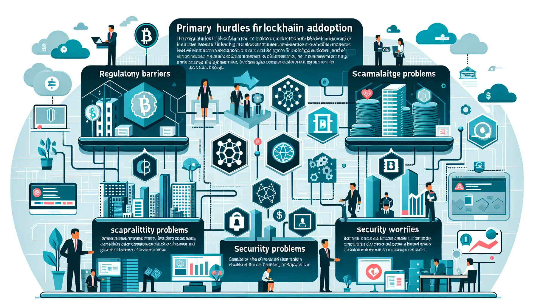 Infographic on blockchain adoption challenges in finance