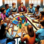 Students interacting in a classroom