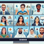 diverse students in virtual classroom