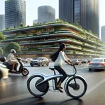 Electric bicycle in urban setting