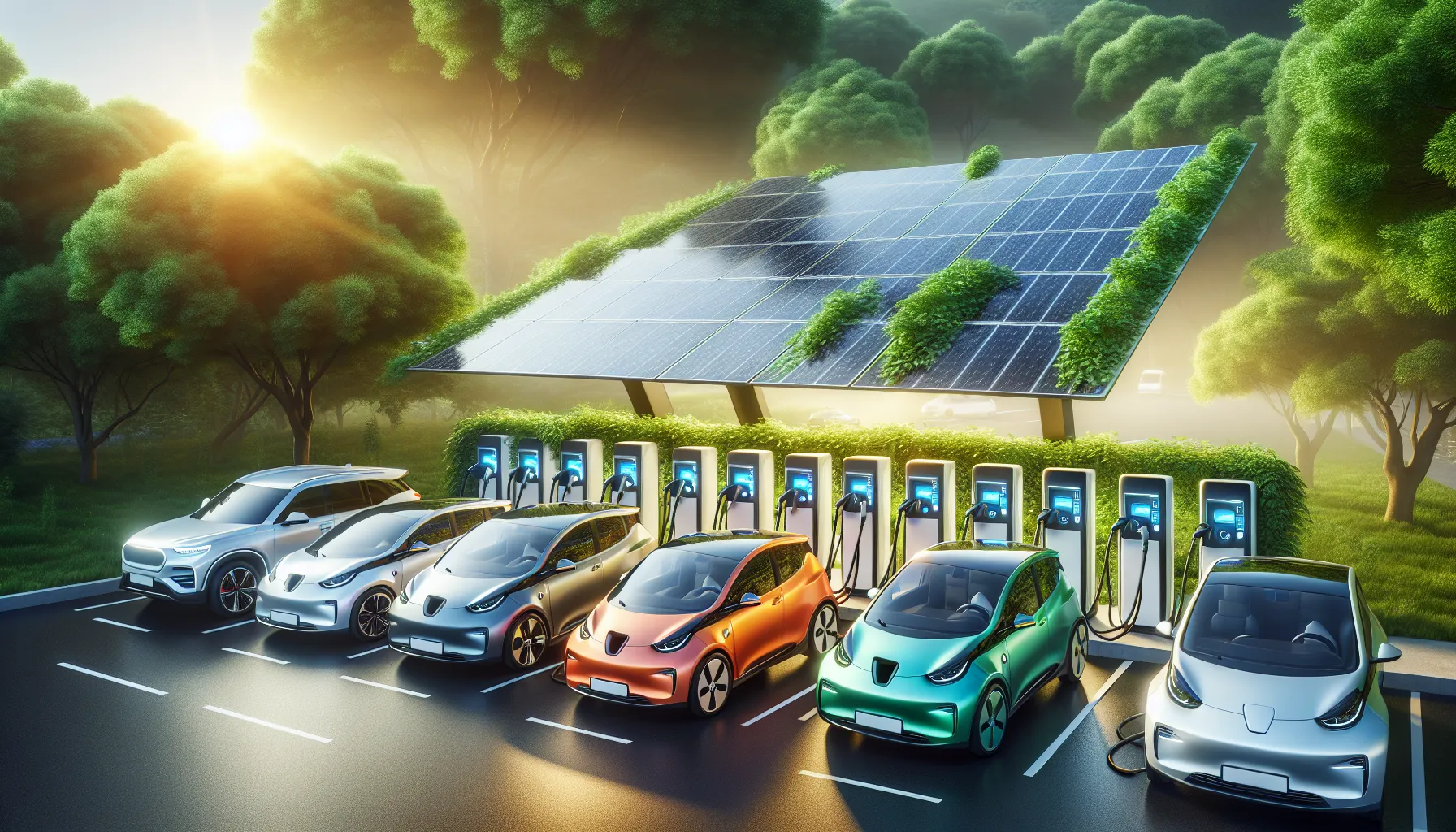 Electric vehicles at a charging station