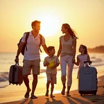 Family enjoying travel together