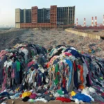 Fast fashion waste piles