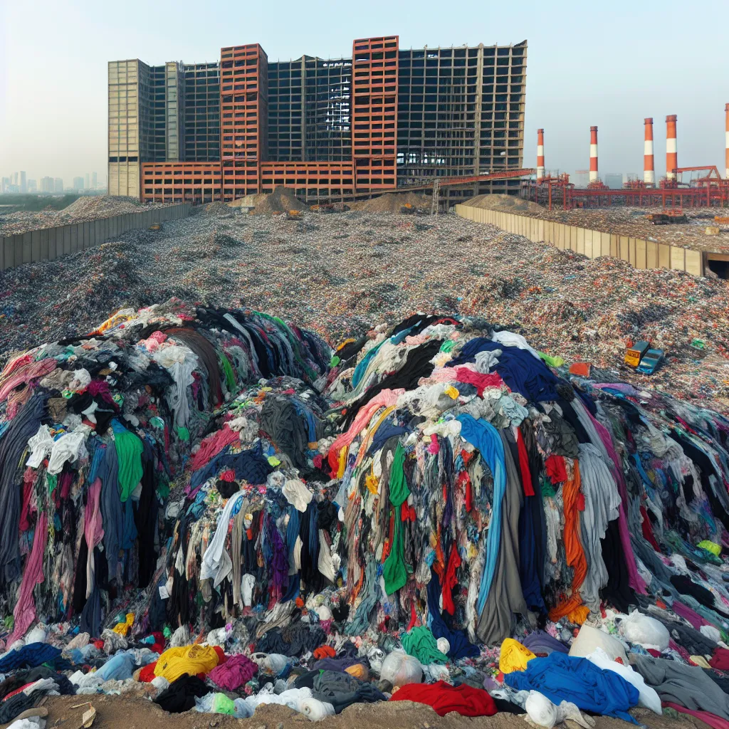 Fast fashion waste piles