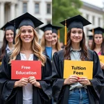 Free higher education debate illustration