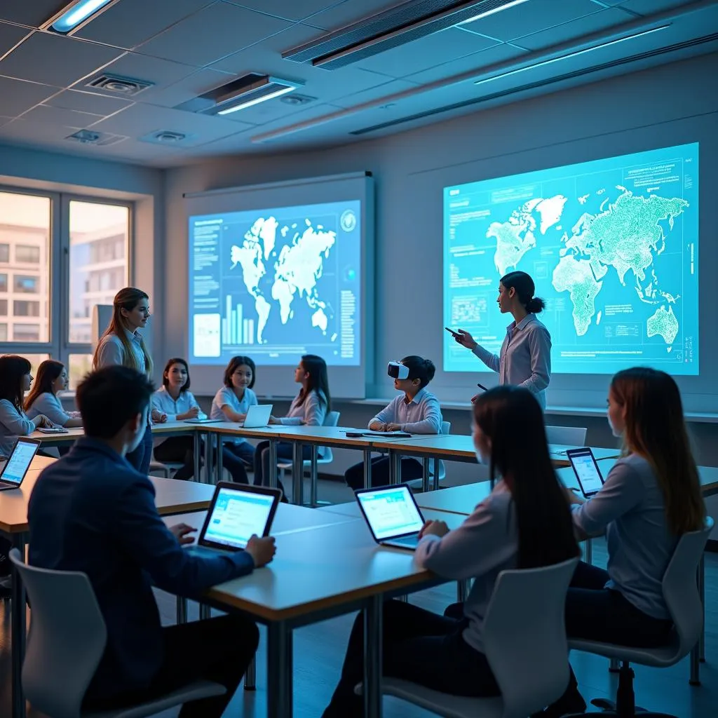 Future classroom with advanced technology