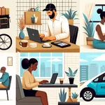 Diverse gig economy workers