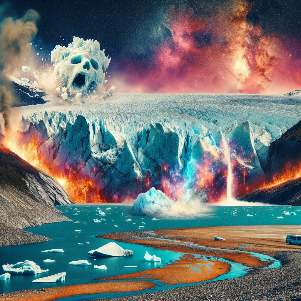 Glacial melting due to climate change