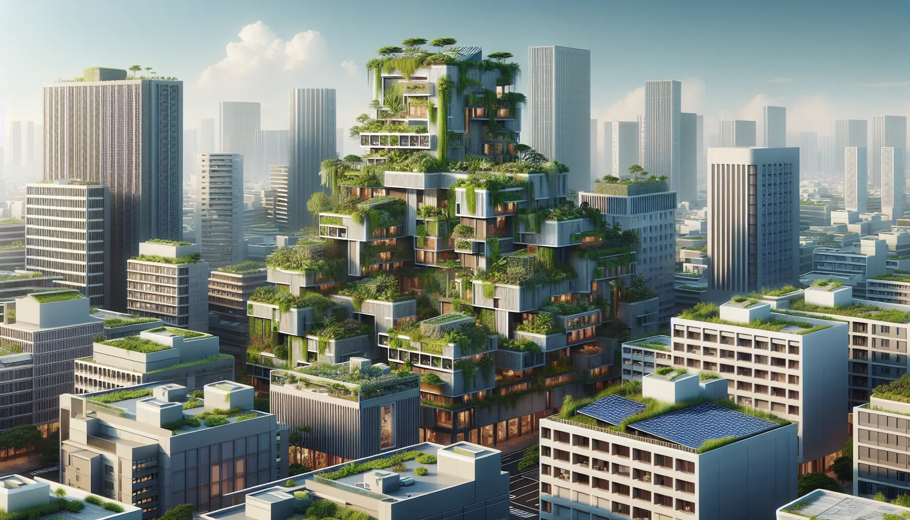 Green buildings in urban landscape