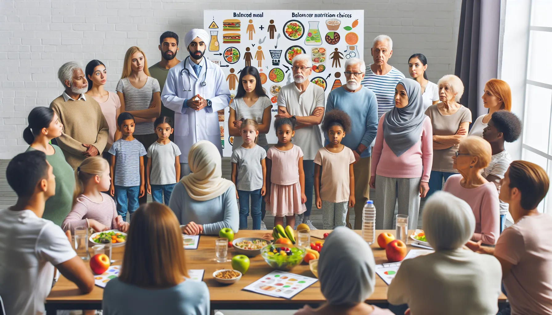 People learning about healthy eating habits