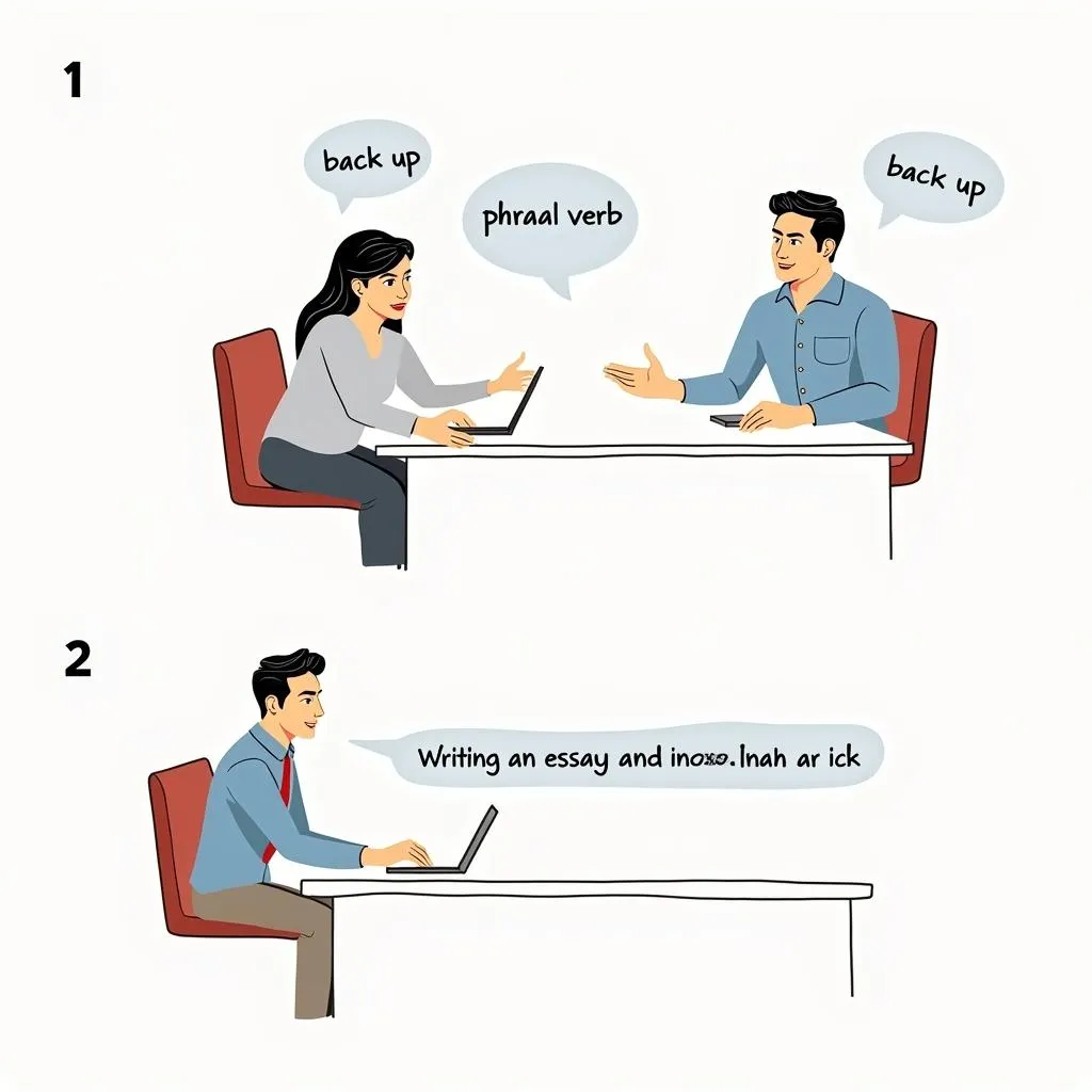 IELTS candidate using 'back up' in speaking and writing