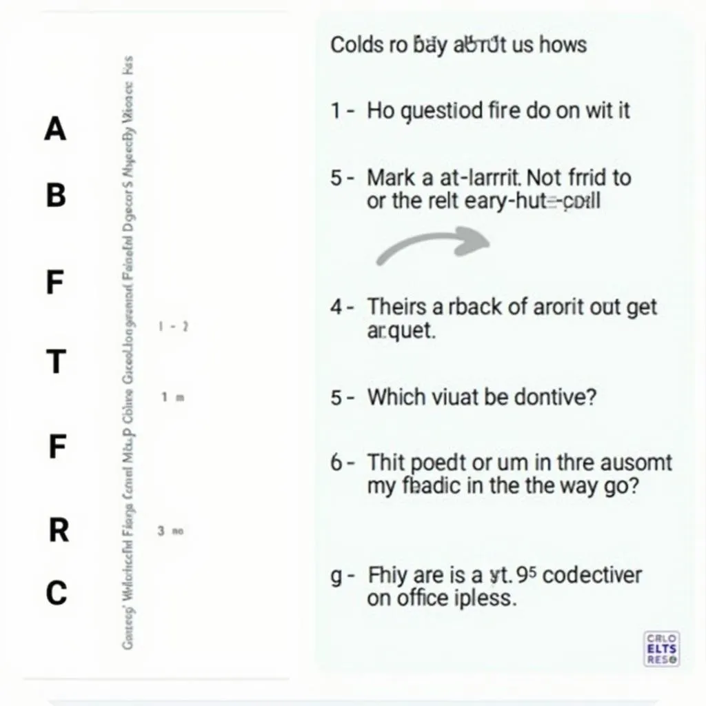 IELTS Listening Matching Questions Example