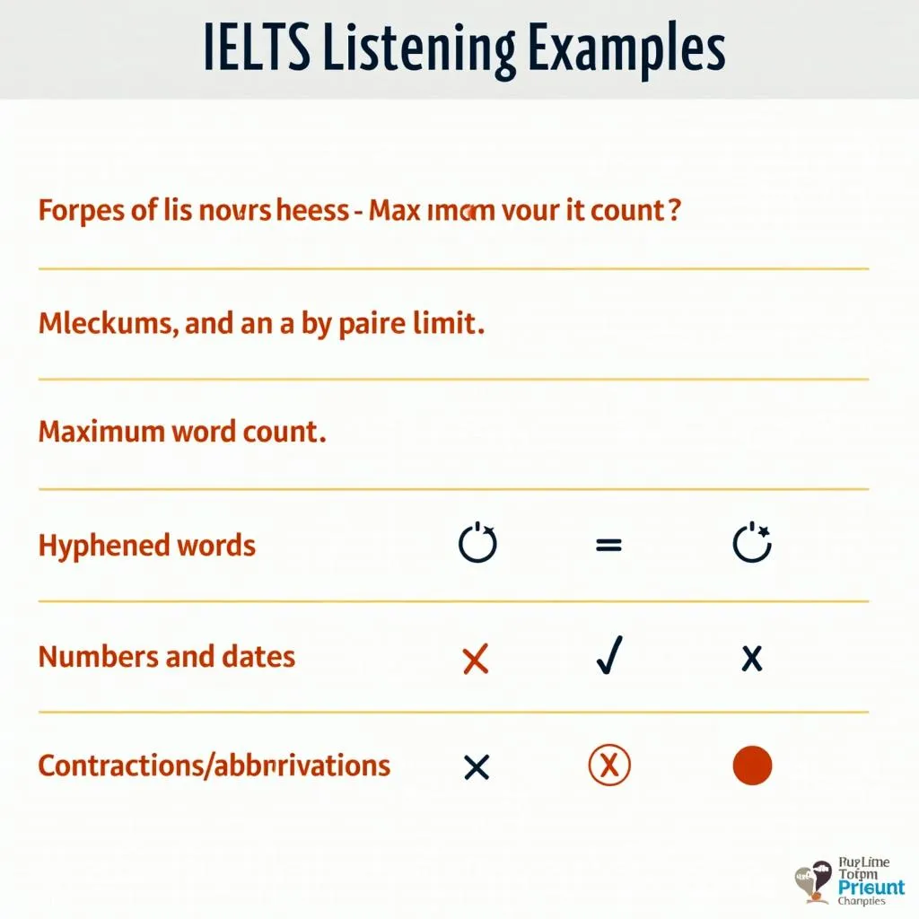IELTS Listening word limit rule examples