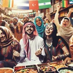 People celebrating local festival