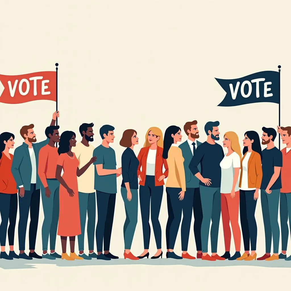 Mandatory voting in democratic countries concept illustration