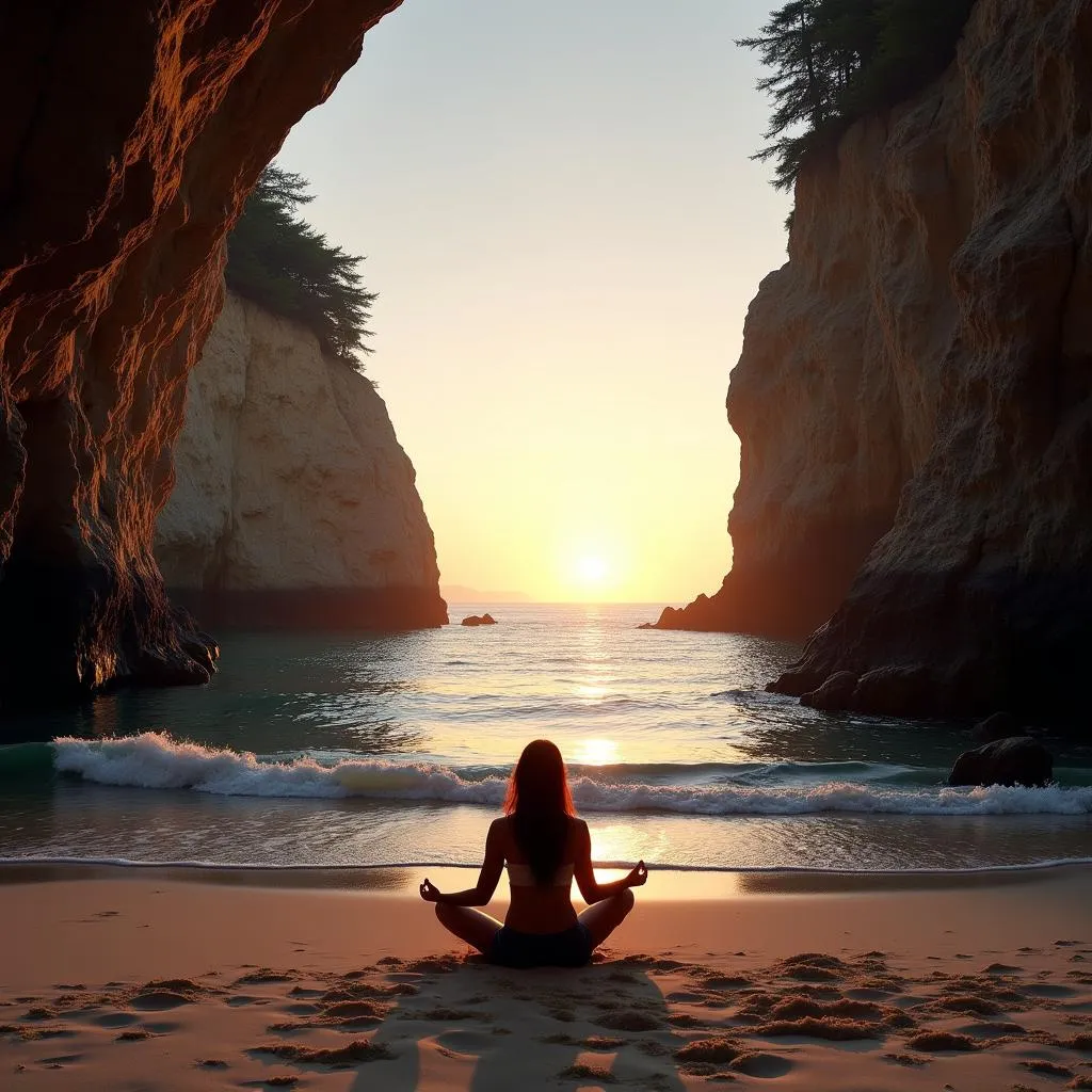 Peaceful seaside cove for meditation