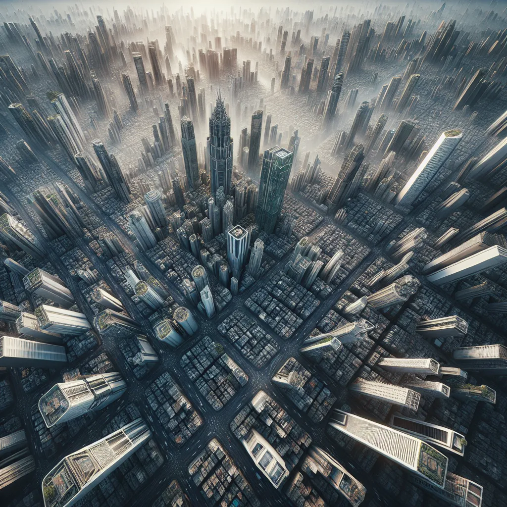 Aerial view of a bustling megacity