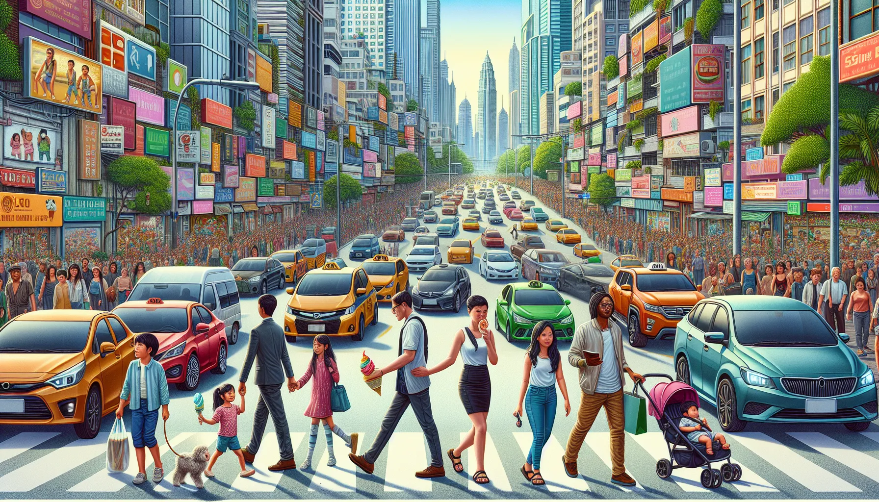 Overcrowded City Street