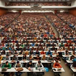 Overcrowded University Classroom