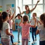 Physical education class addressing childhood obesity