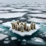 Polar bears on melting ice