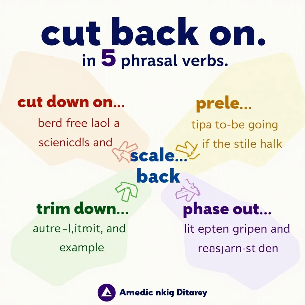 Infographic of related phrasal verbs to 'cut back on'