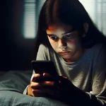 Teenager using social media on smartphone