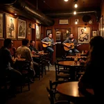 Traditional music performance in a cozy cafe